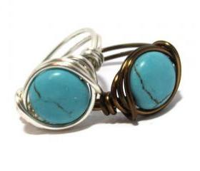 Turquoise Coin Ring Custom Size and Band Color